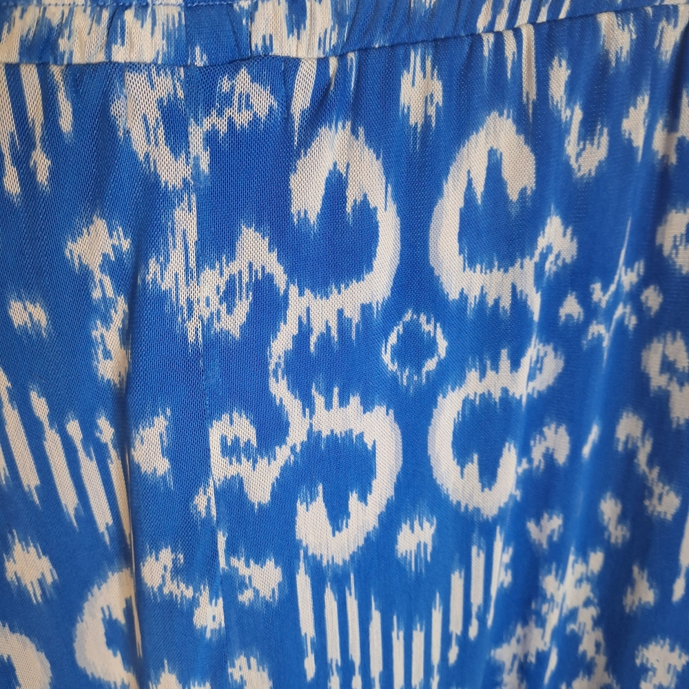 Harlow & Rose Blue Patterned Maxi Skirt With 2 Bottom Tiered Ruffles Size XL